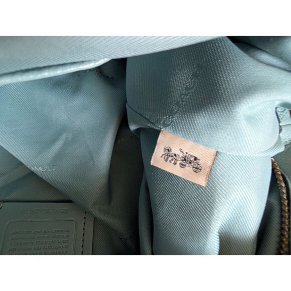 Coach Light Blue Leather Shoulder Bag With Zip Closure & Logo Detail - Picture 10 of 13